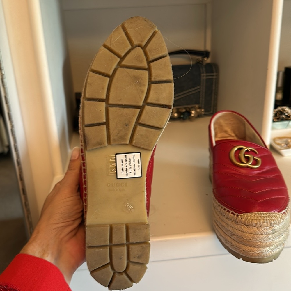 Gucci Red Espadrille Loafers 38.5 - Picture 6 of 9